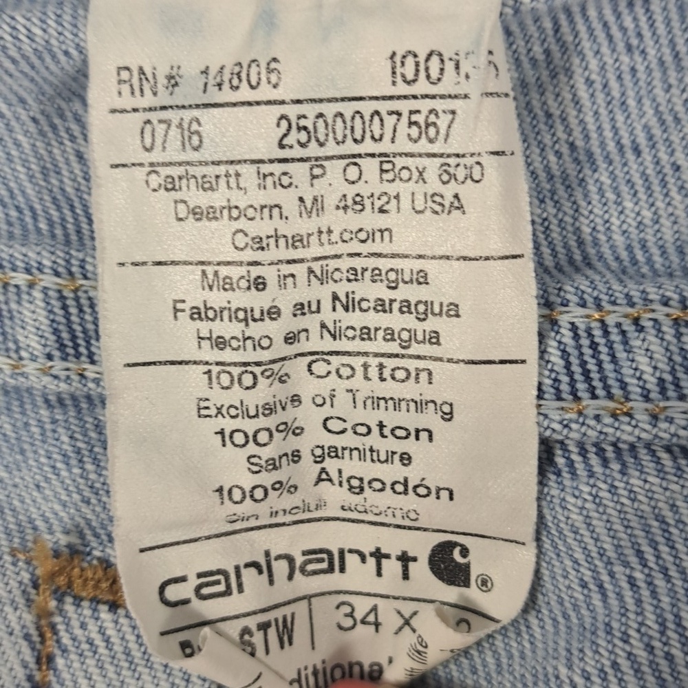 Carhartt B18 STW straight leg light wash casual denim workwear jeans 34-32 - Picture 6 of 6